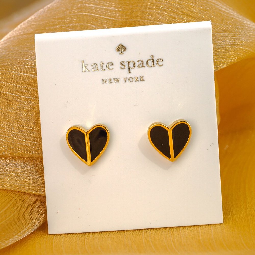 Kate Spade Heritage Heart Earrings in Black
